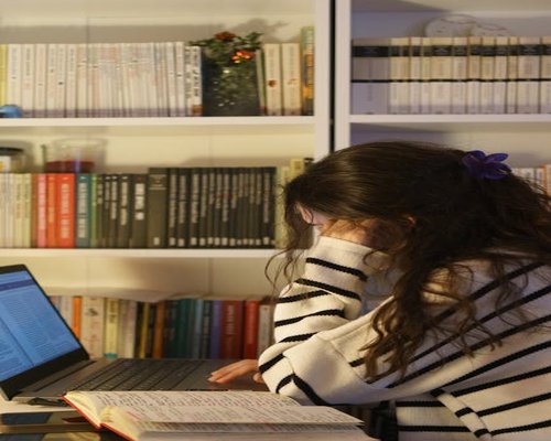 Estudiante universitario frente a la computadora